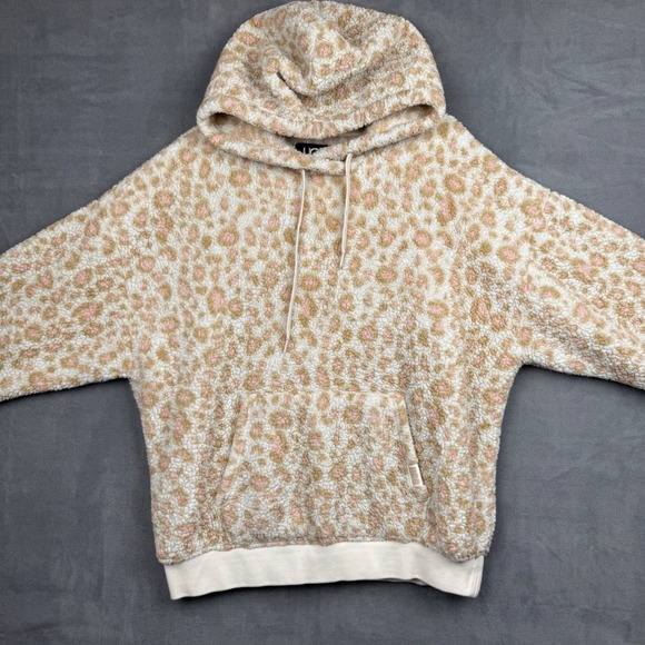 UGG Tops - UGG Women's Leopard‎ Print Fleece Hoodie Size L Cozy Sherpa Loungewear
